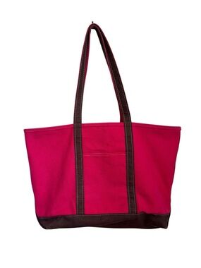 LL Bean Boat & Tote Bag Bright Pink Canvas Large Vintage Rare